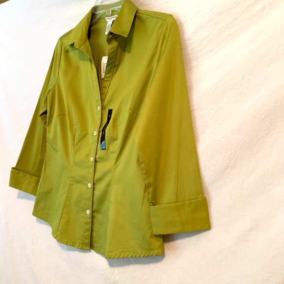 Banana Republic V-Neck Stretch Cotton Button Up Blouse Size Small - Picture 4 of 8